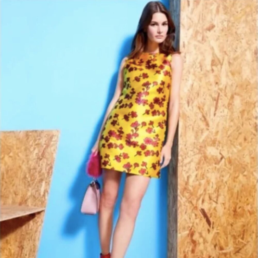 NWT ALICE + OLIVIA Coley Sunflower Poppy Floral Jacquard A-line Dress ​4